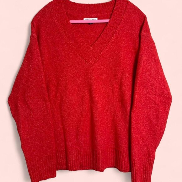 Preppy oversized v-neck sweater - Picture 3 of 6